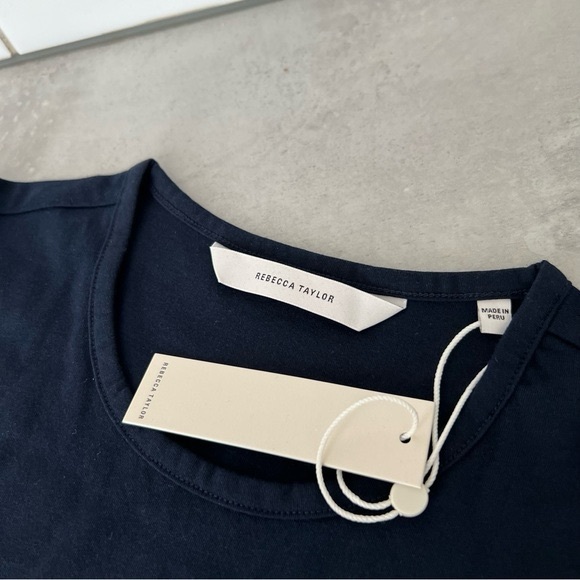 NWT Rebecca Taylor A-line Puff Sleeve Tee in Navy - Picture 5 of 8